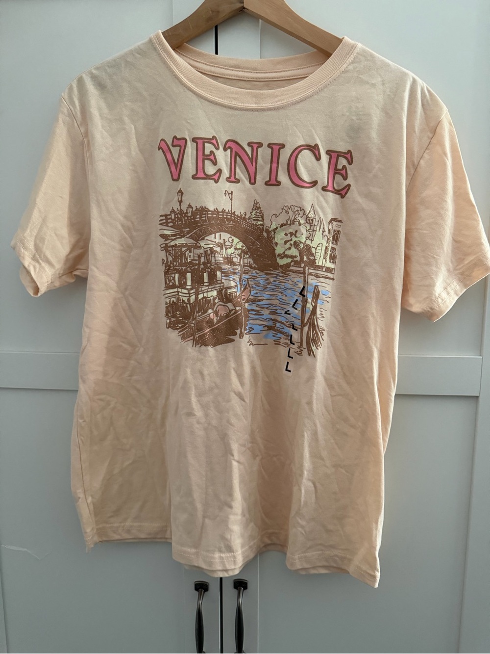 Venice Graphic Tee - Peach Crew Neck Tee